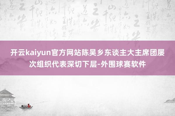 开云kaiyun官方网站陈吴乡东谈主大主席团屡次组织代表深切下层-外围球赛软件