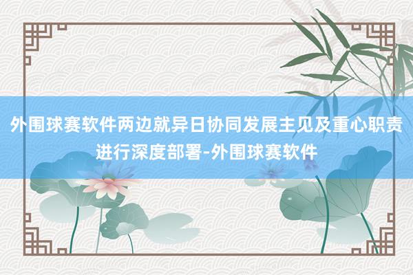 外围球赛软件两边就异日协同发展主见及重心职责进行深度部署-外围球赛软件
