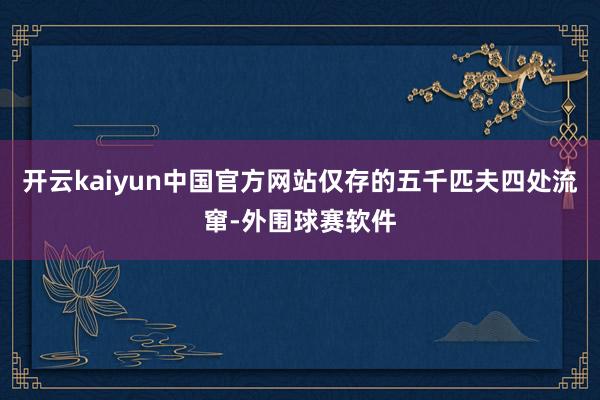 开云kaiyun中国官方网站仅存的五千匹夫四处流窜-外围球赛软件