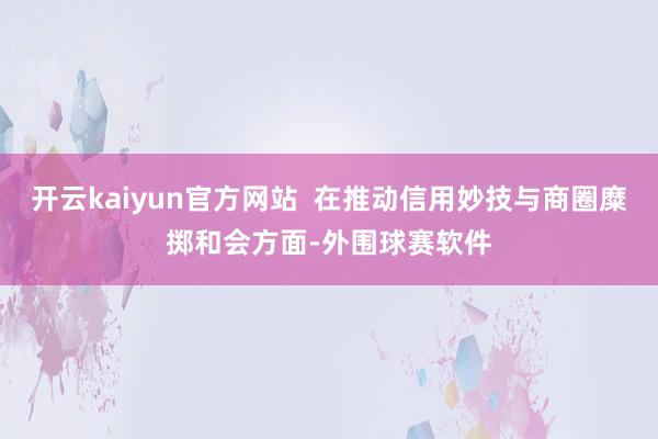 开云kaiyun官方网站 在推动信用妙技与商圈糜掷和会方面-外围球赛软件