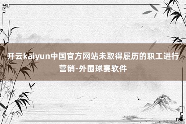 开云kaiyun中国官方网站未取得履历的职工进行营销-外围球赛软件