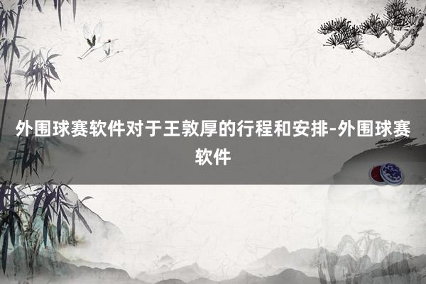 外围球赛软件对于王敦厚的行程和安排-外围球赛软件