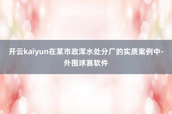 开云kaiyun在某市政浑水处分厂的实质案例中-外围球赛软件