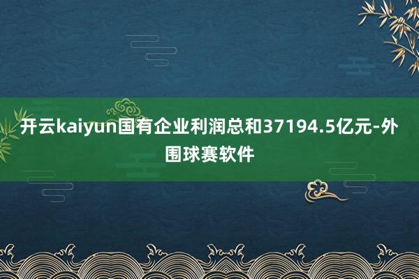 开云kaiyun国有企业利润总和37194.5亿元-外围球赛软件