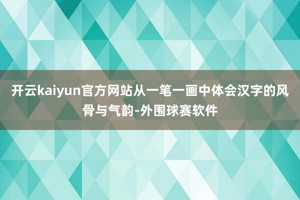 开云kaiyun官方网站从一笔一画中体会汉字的风骨与气韵-外围球赛软件
